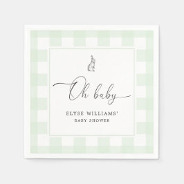 Guardanapo De Papel Bunny Rabbit Green Gingham Oh Baby Paper Napkin