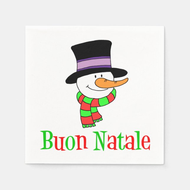 Guardanapo De Papel Buon Natale Italiana Felry Christmas Snowman (Frente)