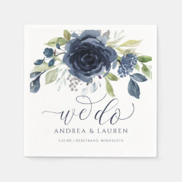 Guardanapo De Papel Buquê de Aquarela Azul Marinho para Casamento Nós