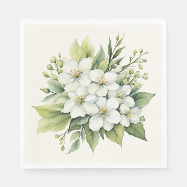 Guardanapo De Papel Buquê de Flor de Maçã Branca de Aquarela (Frente)