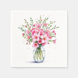 Guardanapo De Papel Buquê De Flor Rosa Com Pés De Bebê