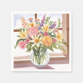 Guardanapo De Papel Buquê de Flores da Primavera | Cartão Floral Bonit