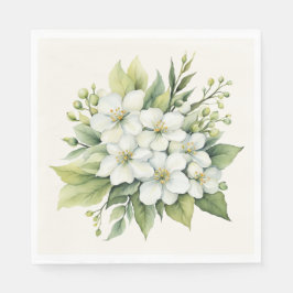 Guardanapo De Papel Buquê de Flores de Maçã Branca em Aquarela