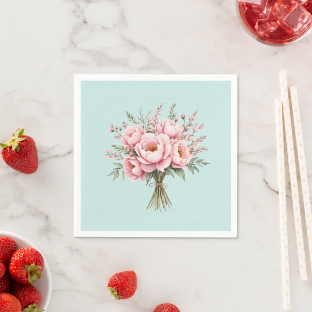 Guardanapo De Papel Buquê de Flores de Peônia Rosa Bonita (Insitu)