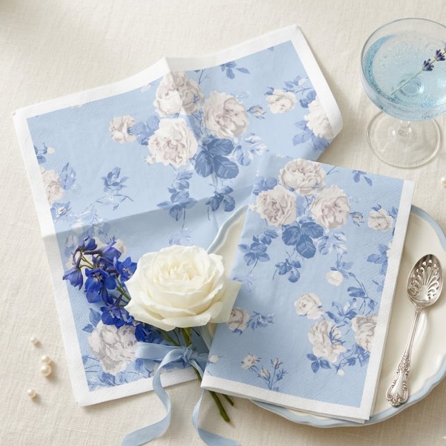 Guardanapo De Papel Buquê de Flores Silvestres Algo Azul para Chá de N (Criador carregado)