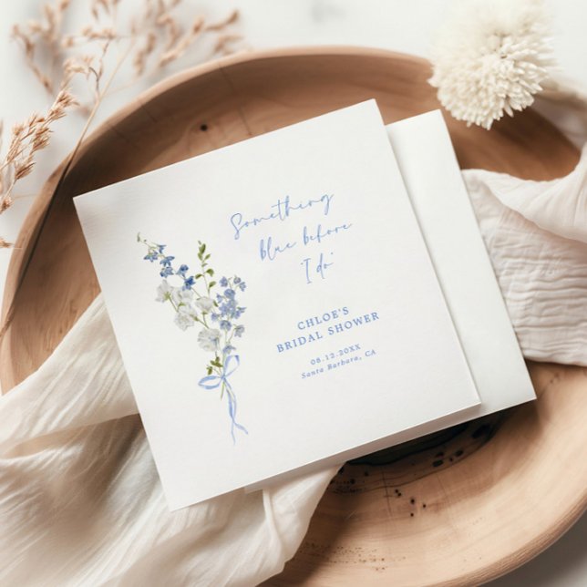 Guardanapo De Papel Buquê de Flores Silvestres Azul Bridal Shower (Criador carregado)