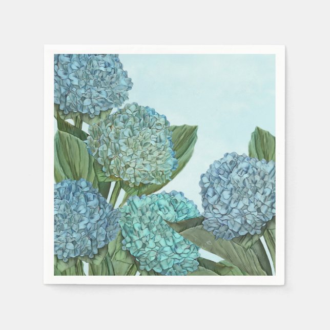 Guardanapo De Papel Buquê de Hortênsia Azul de Verão (Frente)