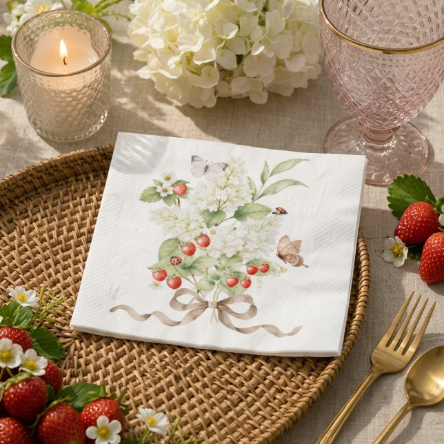Guardanapo De Papel Buquê de Jardim Floral de Morango Festa (Criador carregado)