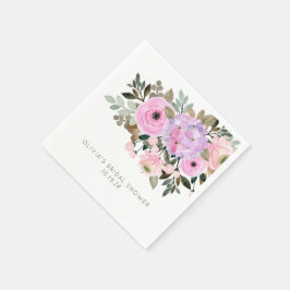Guardanapo De Papel Buquê Floral Lilar e Cor-de-Rosa Personalizado
