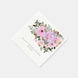 Guardanapo De Papel Buquê Floral Lilar e Rosa Personalizado