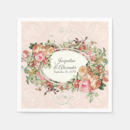 Guardanapo De Papel Buquê Floral Rosa de Blush Elegante de Casamento