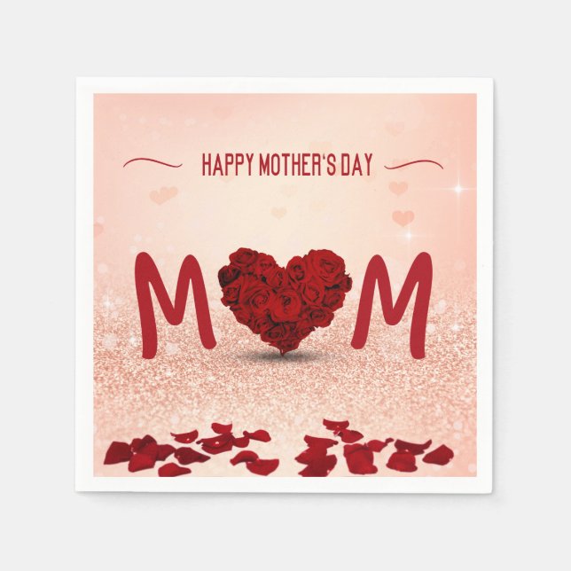 Guardanapo De Papel Buquê Rosa do dia de as mães - Napkin de Papel (Frente)