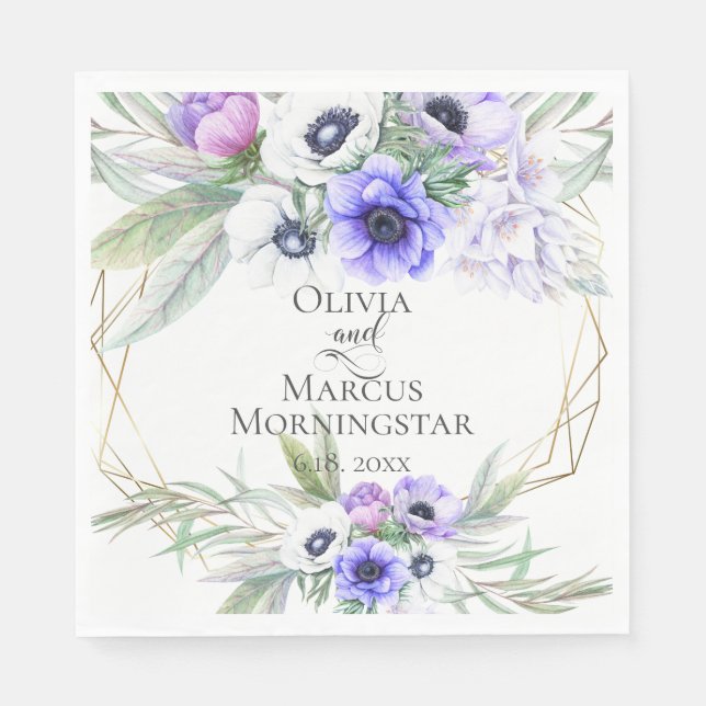 Guardanapo De Papel Buquês Florais Violet Anemone (Frente)