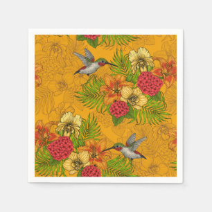 Guardanapo De Papel Buquês tropicais e beija-flores 2