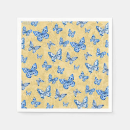Guardanapo De Papel Buraco branco azul de Chinoiserie Borboleta esmaec