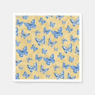 Guardanapo De Papel Buraco branco azul de Chinoiserie Borboleta esmaec