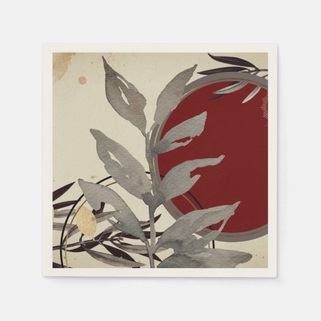 Guardanapo De Papel Burgundy Artística Abstrato Watercolor (Frente)