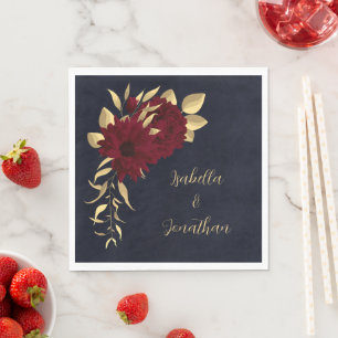 Guardanapo De Papel Burgundy Chic e marinho de ouro