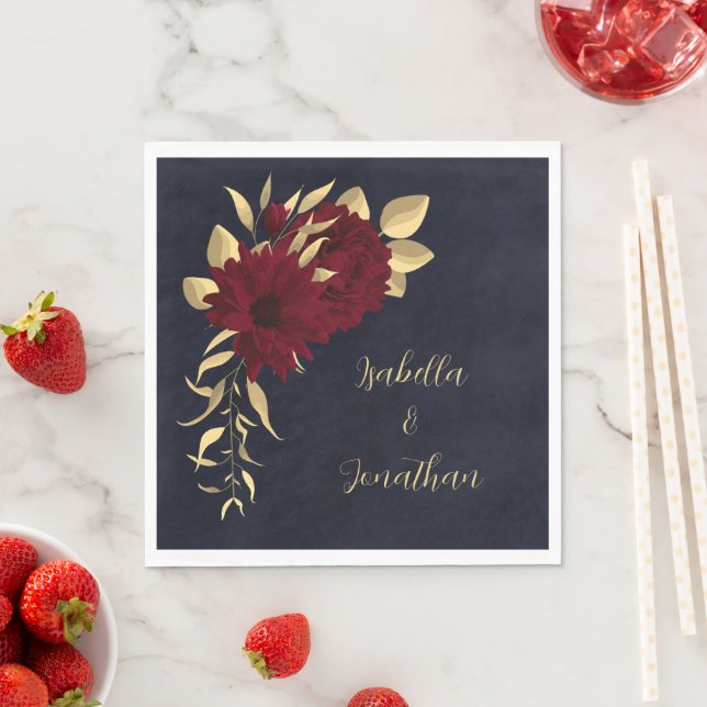 Guardanapo De Papel Burgundy Chic e marinho de ouro (Insitu)