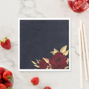 Guardanapo De Papel Burgundy Chic e marinho de ouro azul