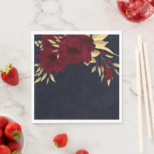 Guardanapo De Papel Burgundy Chic e marinho de ouro azul