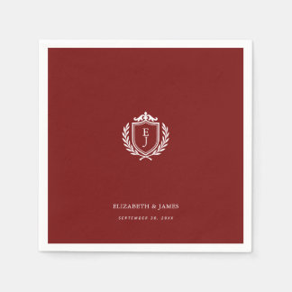 Guardanapo De Papel Burgundy Crest Wedding Custom Initials