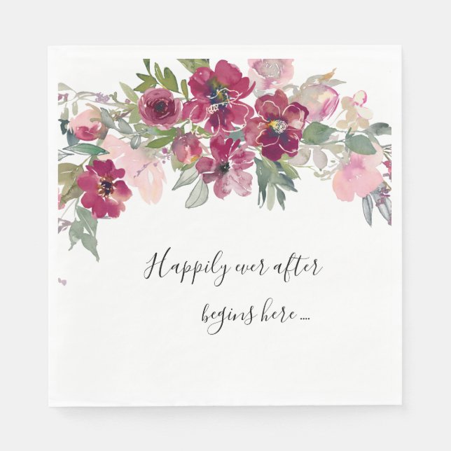 Guardanapo De Papel Burgundy e blush com casamento de aspas (Frente)