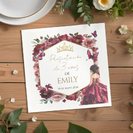 Guardanapo De Papel Burgundy Floral Presentación de 3 años