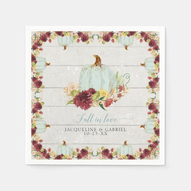 Guardanapo De Papel Burgundy Floral Pumpkin Madeira russa cai apaixona (Frente)