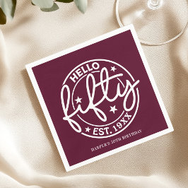 Guardanapo De Papel Burgundy Olá 50.º aniversário