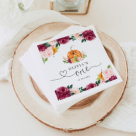 Guardanapo De Papel Burgundy outono floral Pequeno primeiro aniversari