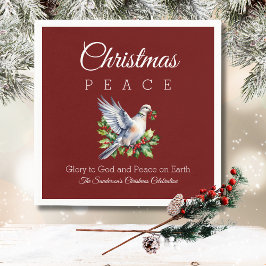 Guardanapo De Papel Burgundy Peace Dove Holly Christian Christmas