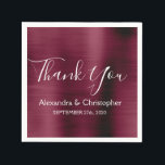 Guardanapo De Papel Burgundy Purple Weding Obrigado<br><div class="desc">Roxo Burgundy - Marsala Esmagou Casamento Elegante Metálico De Aço Inoxidável, Obrigado Napkins. Estes Napkins podem ser personalizados para incluir seu nome e data do casamento. Estes guardanapos personalizados combinam com a coleção de casamentos. Se você precisar de outros produtos, por favor, sinta-se à vontade para entrar em contato com...</div>