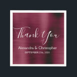 Guardanapo De Papel Burgundy Purple Weding Obrigado<br><div class="desc">Roxo Burgundy - Marsala Esmagou Casamento Elegante Metálico De Aço Inoxidável, Obrigado Napkins. Estes Napkins podem ser personalizados para incluir seu nome e data do casamento. Estes guardanapos personalizados combinam com a coleção de casamentos. Se você precisar de outros produtos, por favor, sinta-se à vontade para entrar em contato com...</div>