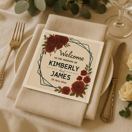 Guardanapo De Papel Burgundy Red & Black Geometric Wedding Modern