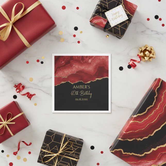 Guardanapo De Papel Burgundy Red Gold Glitter Abstract Watercolor (Criador carregado)