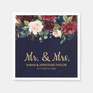 Guardanapo De Papel Burgundy Red Marinho Floral Russo Papel de Boho Na