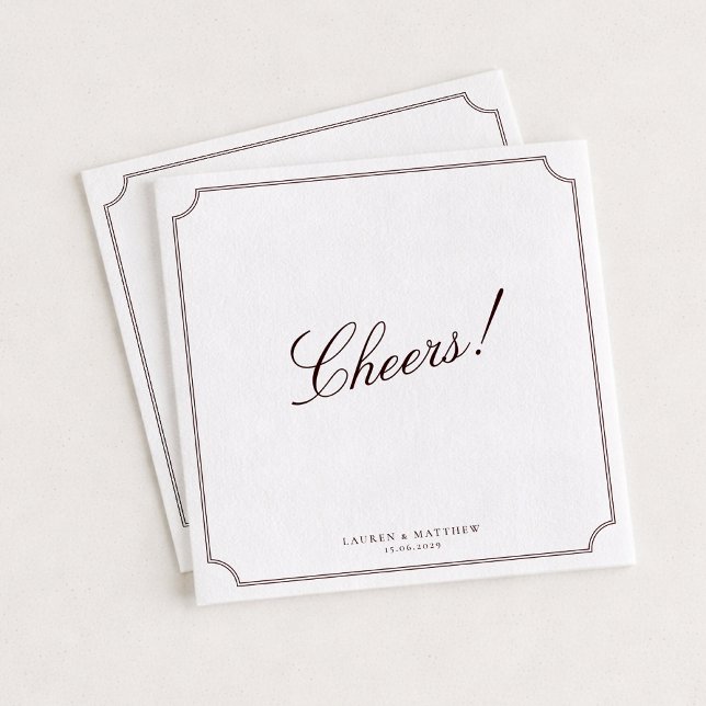Guardanapo De Papel Burgundy Wedding Napkins Cheers (Criador carregado)