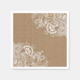 Guardanapo De Papel Burlap and Lace Chique Paper Napkin
