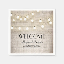 Guardanapo De Papel Burlap and String Lights Rustic Country