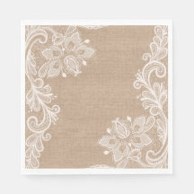 Burlap e Lace Floral Paper Napkin