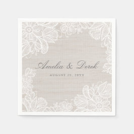 Guardanapo De Papel Burlap e Lace Wedding