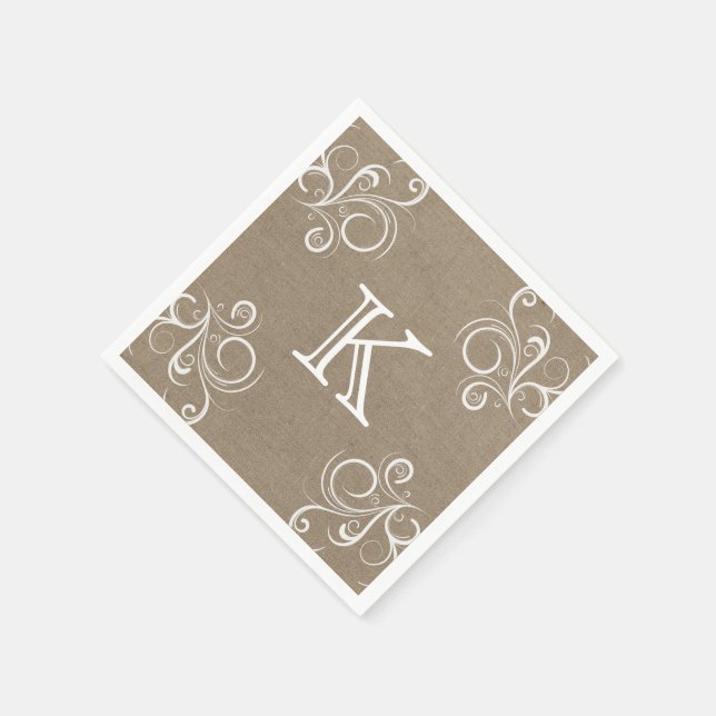 Guardanapo De Papel Burlap Monogramas Napkins (Canto)