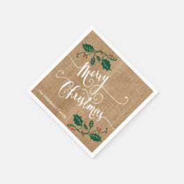 Guardanapo De Papel Burlap Texry Felry Christmas
