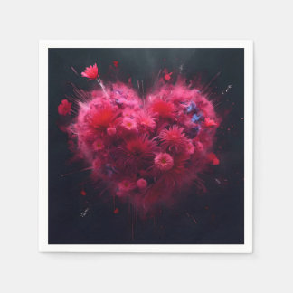 Guardanapo De Papel Burst Cardíaco Rosa Vibrante