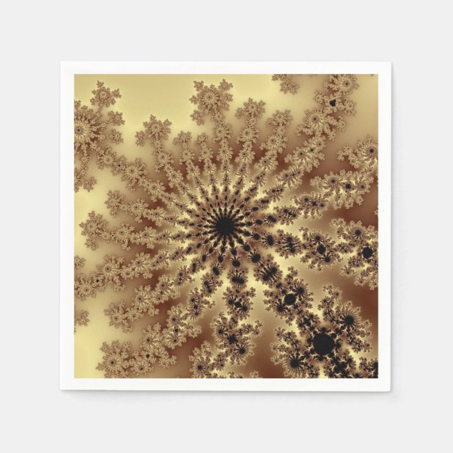 Guardanapo De Papel Burst Fractal Dourado (Frente)