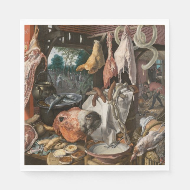 Guardanapo De Papel Butcher's Stall (por Pieter Aertsen) (Frente)