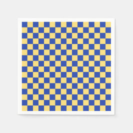 Guardanapo De Papel Butter yellow and blue checkered board pattern