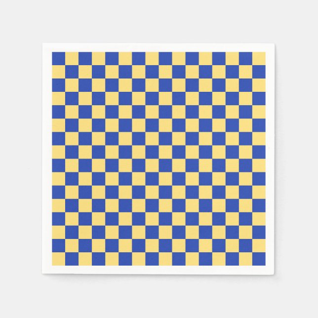 Guardanapo De Papel Butter yellow and blue checkered board pattern (Frente)