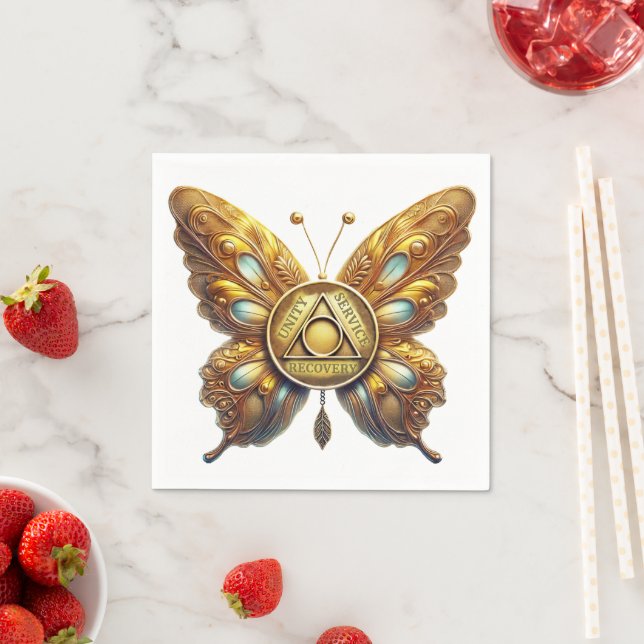 Guardanapo De Papel Butterfly AA Unity | 12 Step Recovery Slogan (Insitu)